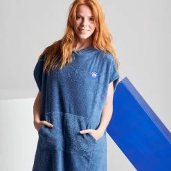 Merkloos Ponchy - Surf Poncho - Handdoek Poncho - Azul Velho - Maat Groot - Uniseks - Katoen -Lingerie-Dames-Badmode Winkel 550x825 18